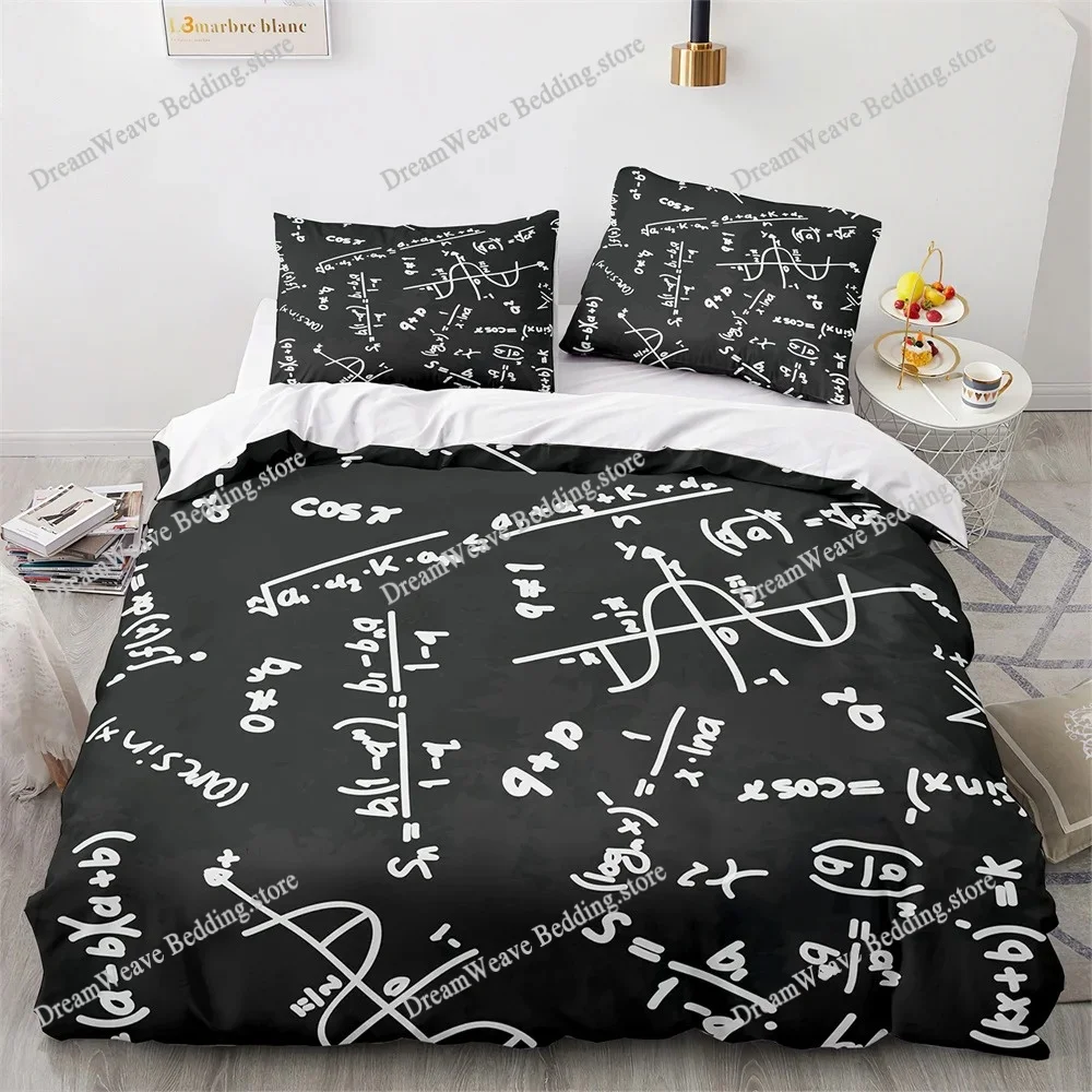 

New 3D Printed Mathematical Formula Bedding Set Cartoon Duvet Cover Double Twin Full Queen King Adult Kid Bedclothes Quilt Cover