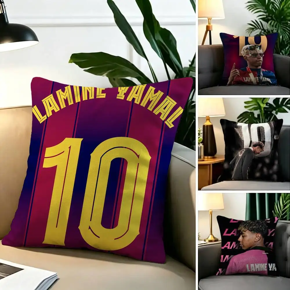 Football Lamine Yamal-s  Square Double-Sided printed Pillow Case Bedroom Bedside Pillow Sofa Cushion Cover