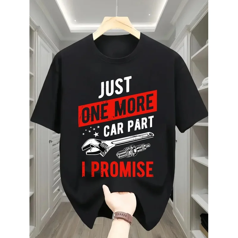 Men's High-quality T-shirt, Fun 'One Promise Printed T-shirt, Men's Short Sleeve T-shirt, Regular Casual Daily Men's Top, Men's