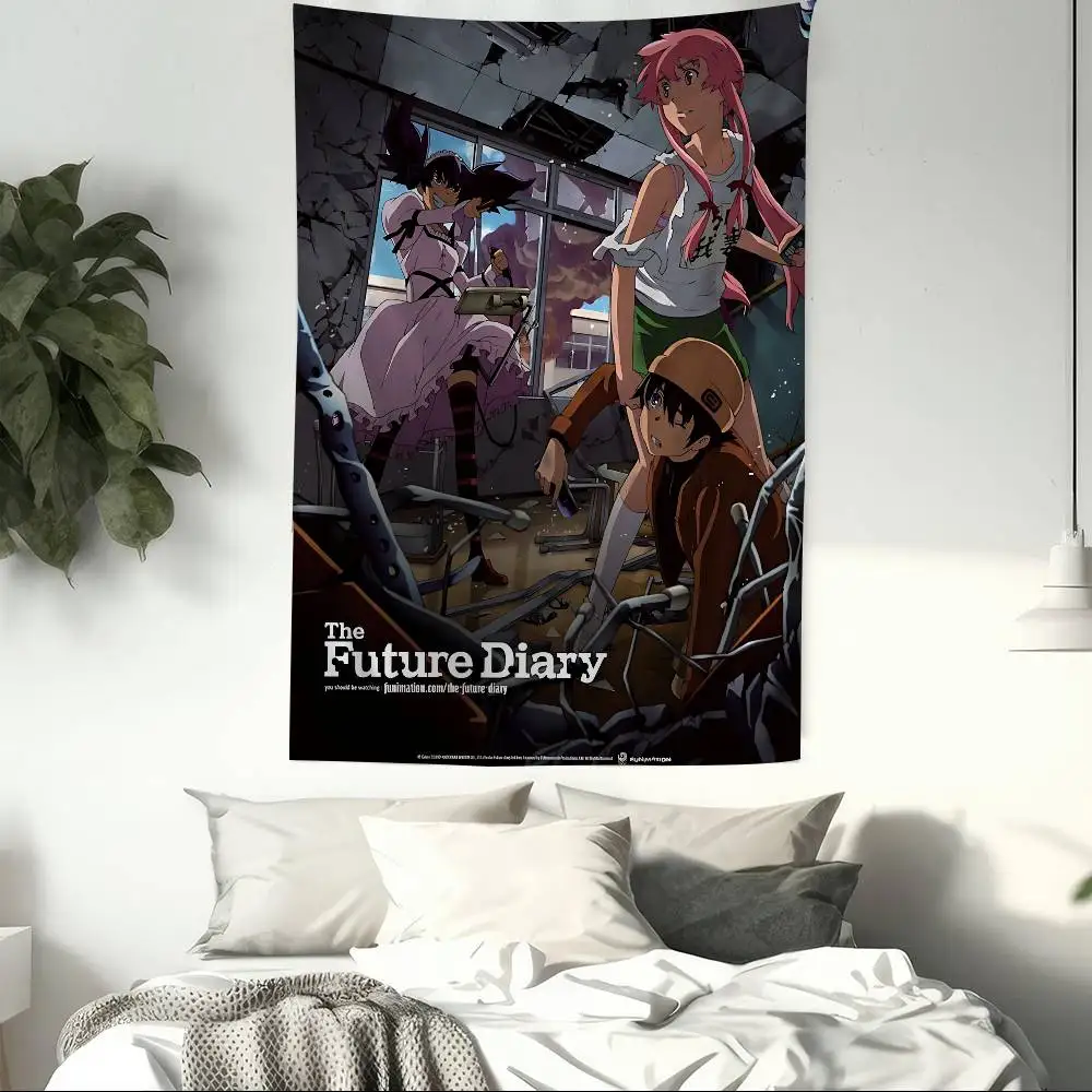 The Future Diary Group Battle Wandteppich Yuno Gasai & Yukiteru Amano Kunst, Raumdekoration für Psycho-Thriller & Anime-Fans