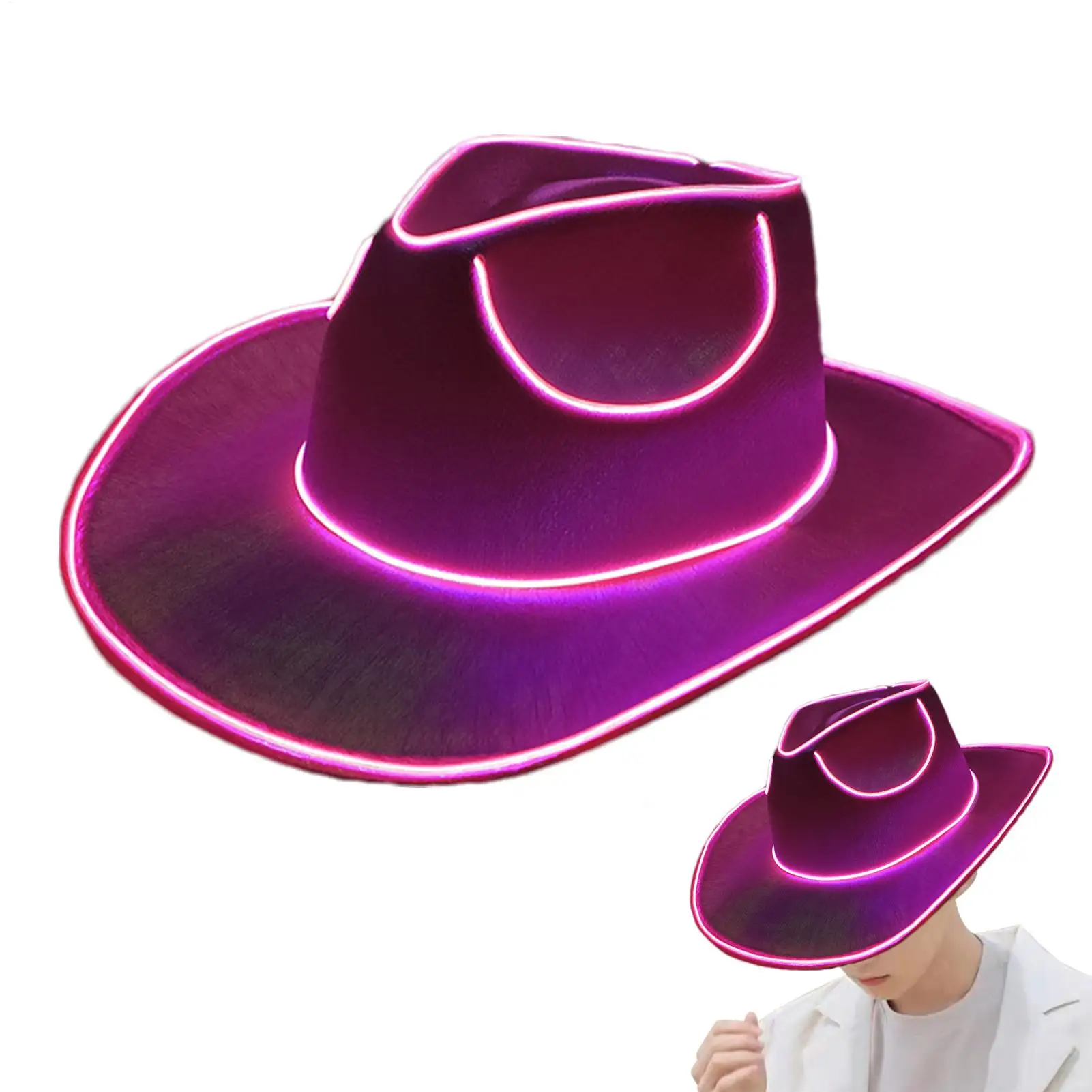 Glowing Light Bar hat Wireless Disco Luminous Led Flashing Neon Western Cowboy Hat Party Supplies Bride Cowgirl Hat