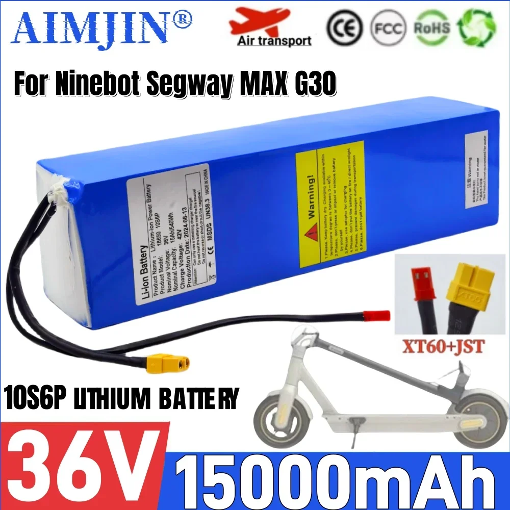 100% New 36V 15000mAH 540Wh 18650 Li-ion Battery Pack ,for Segway Ninebot MAX G30 Electric Scooter Special