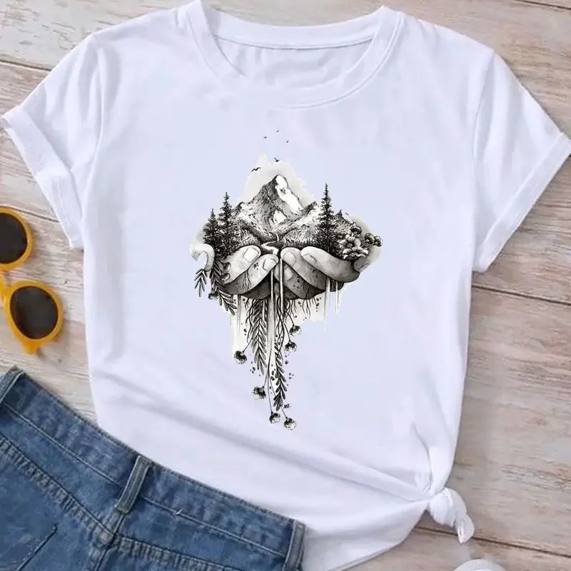 Fashion Graphic T Shirt Plane Lovely Sweet Clothes Summer Tee Women T-shirt Ladies Cartoon Short Sleeve Clothing  Female Top