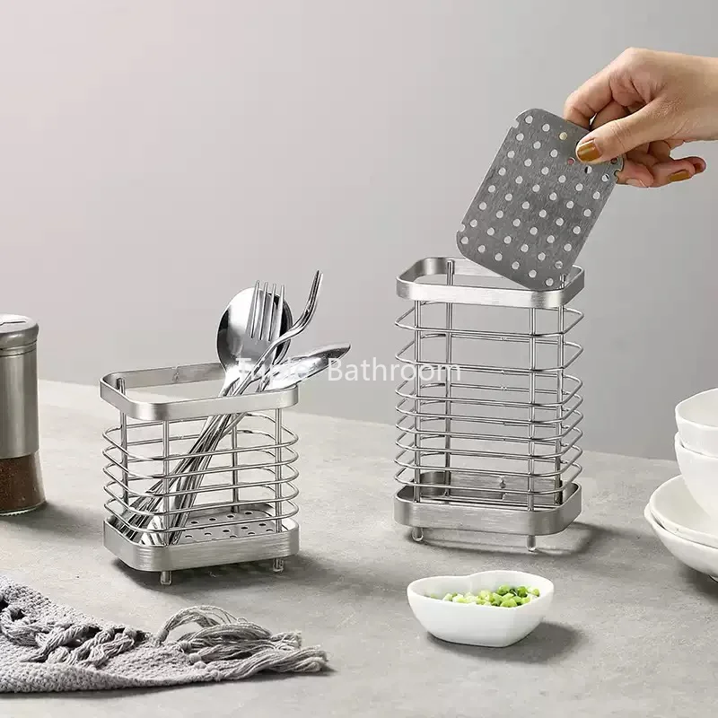 Stainless Steel Chopstick Storage Box, Spoon Holder, Bathroom Toothbrush Holder, Remote Control Storage Rack, Home Accessories