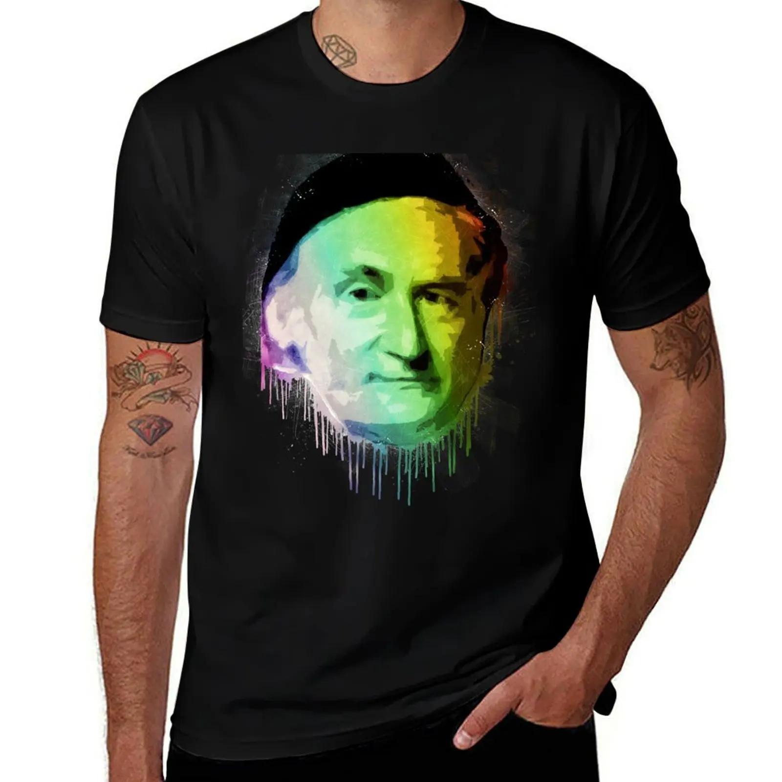 Carl Friedrich Gauss Urban Grunge Painting Rainbow Spectrum T-Shirt High Quality Durable T-Shirt