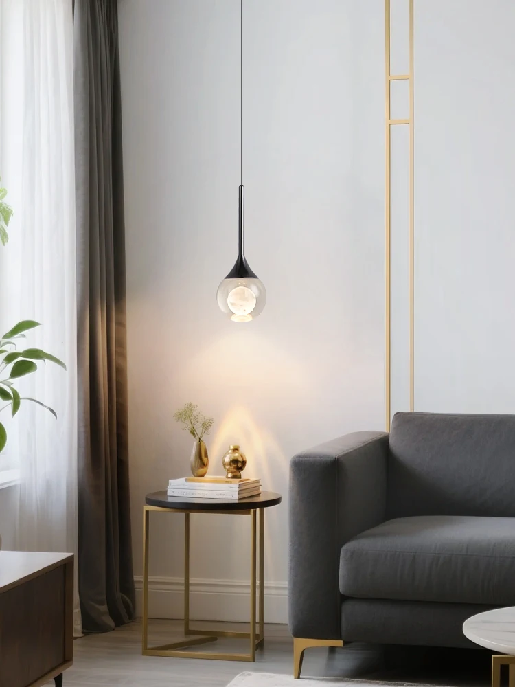 

Italian minimalist bedside chandelier Lifting bedroom bedside lamp Entrance living room small moon ambient light Advanced sense