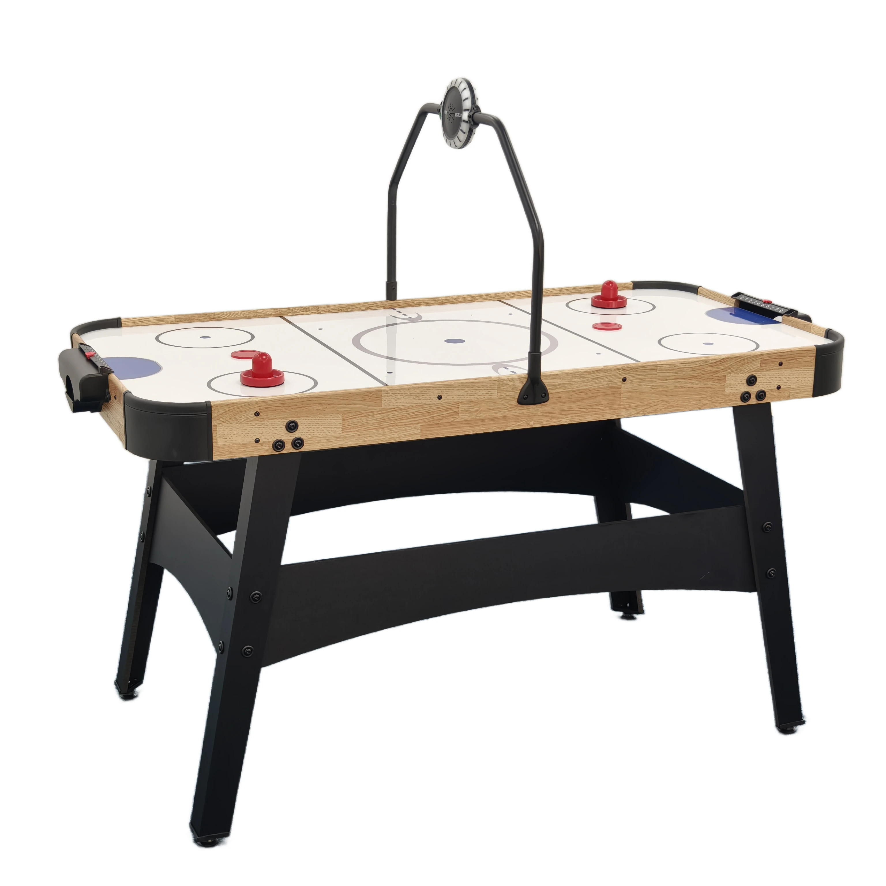 

54" Air Hockey Table Arcade Style Digital LED Scoreboard MDF Overhead Gantry 2 Pucks 2 Pushers Included-Plastic Material