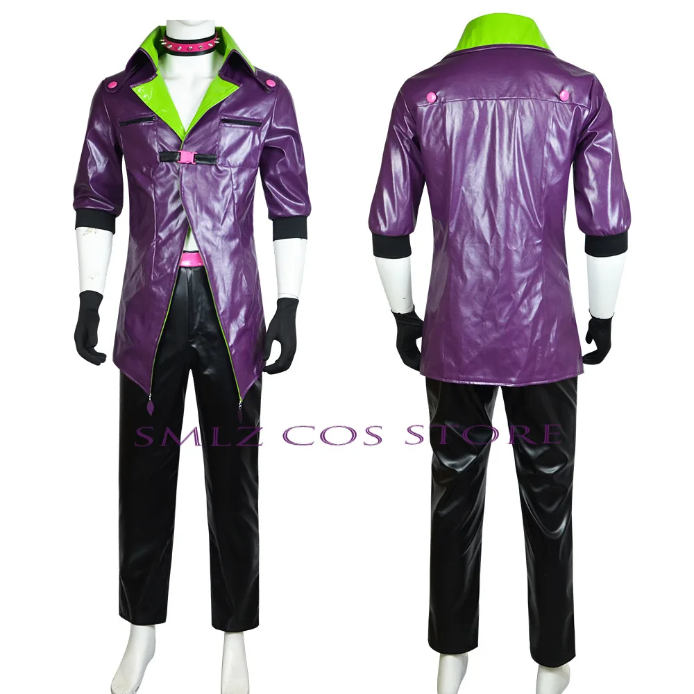 Clown 2 Cosplay Costume Anime Two people go crazy Costume Purple Coat Funny Knight Uniform Set Halloween Party Outfit for Men