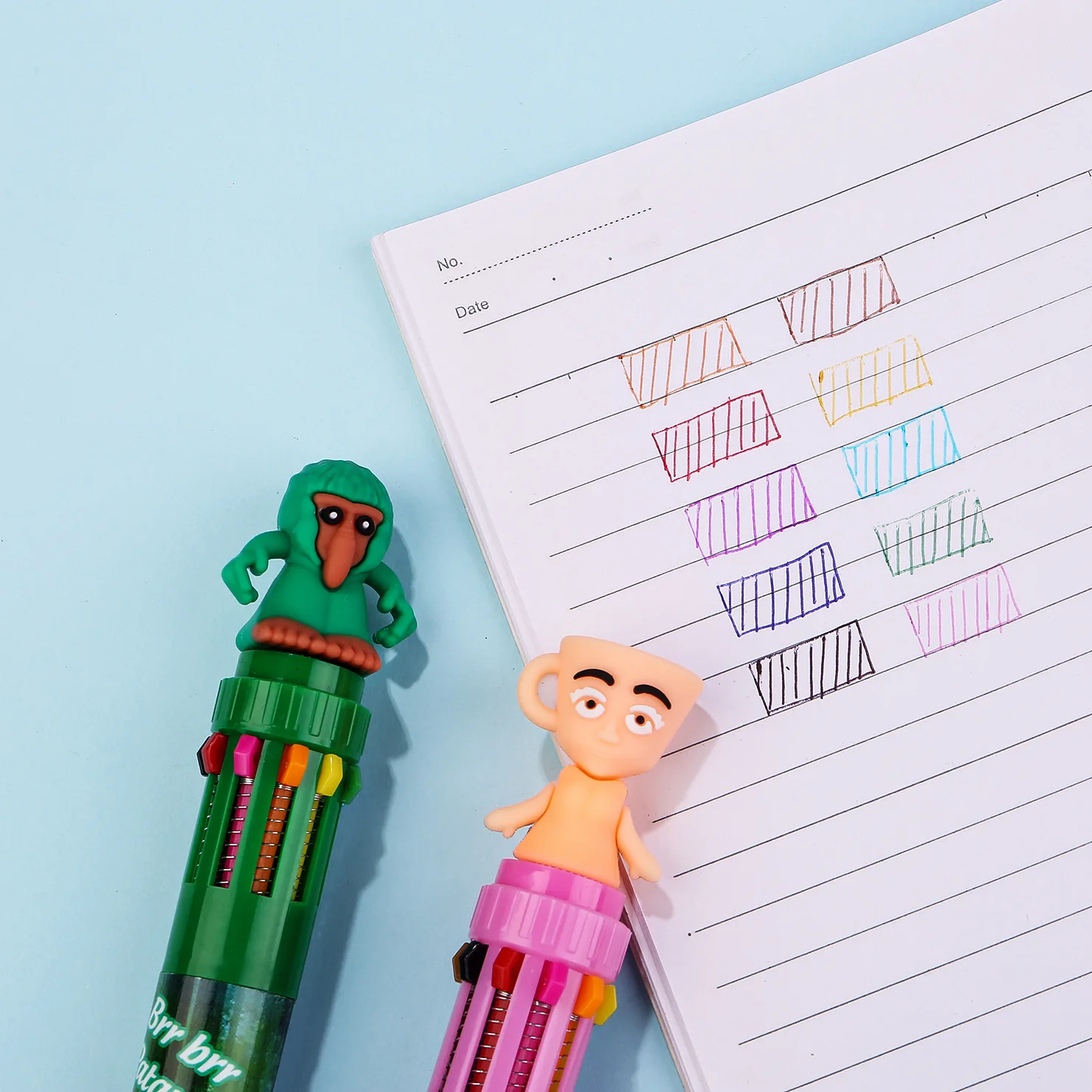 قلم حبر جاف ملون على شكل حيوان 0.7 مم، 10 في 1 قلم ملون 10 ألوان قابل للسحب قلم حبر جاف كرتوني لطيف للمكتب والمدرسة