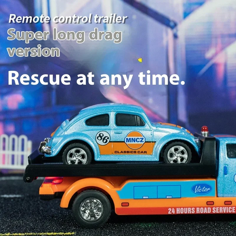 1/64 Rc Cars Remote Controlled Pickup Truck Trailer Drift Alloy Mini Car Truck Children App Radio Control Rescue Vehicle Toys