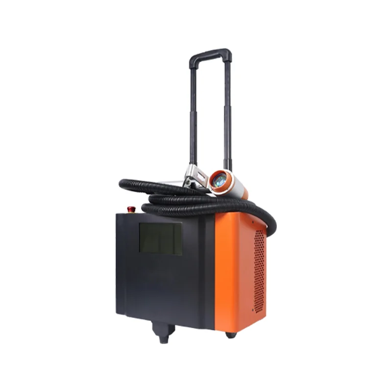 Macchina per la pulizia laser portatile da 200 W Dispositivo per la rimozione della ruggine Spellafili per vernice Detergente per superfici in legno e metallo Mini design del carrello
