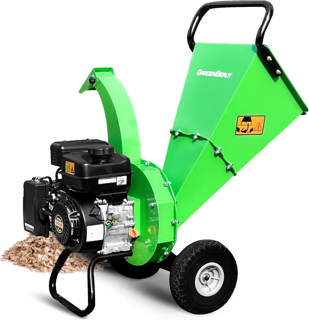 

Wood Chipper Shredder, 7HP 212cc Gas Powered Heavy Duty, 3" Max Wood Diameter Capacity, 15: 1 Reduction Ratio