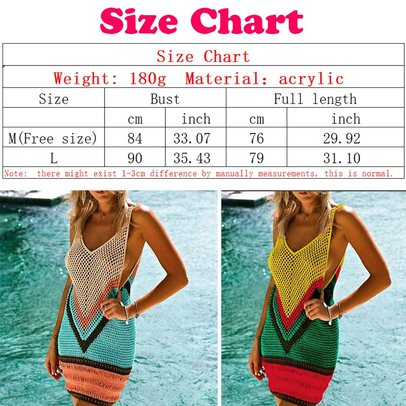 2023 Summer Hand Hook Knitted Dress V-neck Mid-long Length Slip Dress Hollowed Out Bikini Blouse Beach Vest Sunscreen Overall