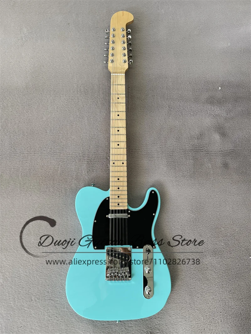 12 Strings Electric Guitar Light Blue Body Maple Fretboard Black Pickguard Chrome Hardware  Customization