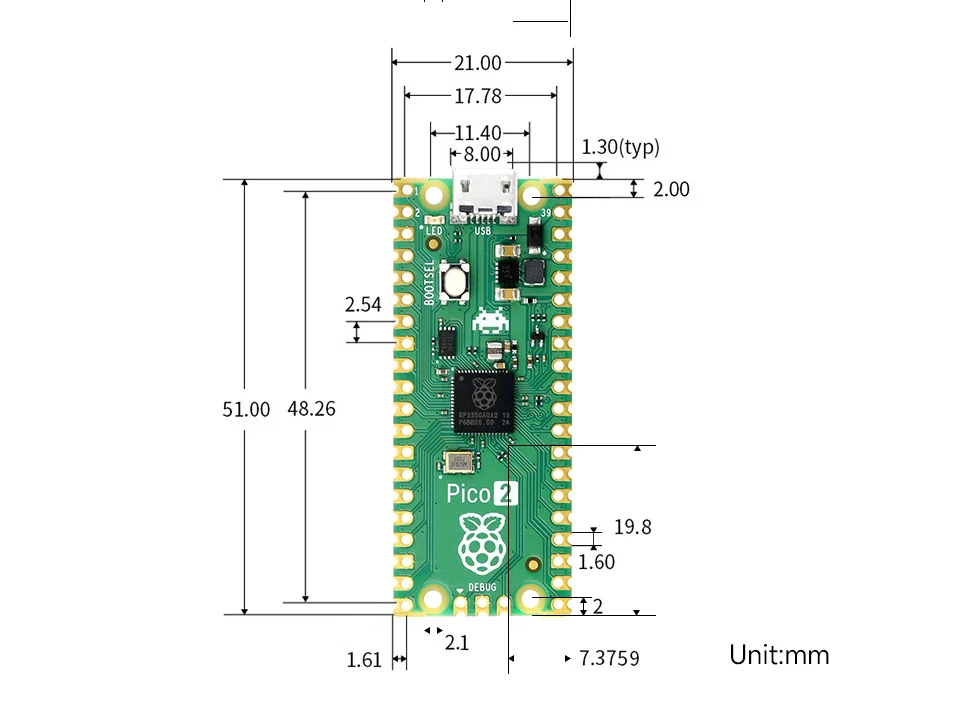 Zestaw Raspberry-Pi-Pico-2-Basic, z zestawem startowym Raspberry Pi Pico 2/modułem RGB LCD1602/czujnikiem PIR/alarm/LED/przewodem łączącym itp.