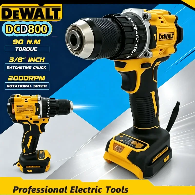 Dewalt DCD800 2000RPM Cordless Impact Drill 1/2 Inch Brushless Electric Screwdriver Lithium Electric Tool For 18V Battery