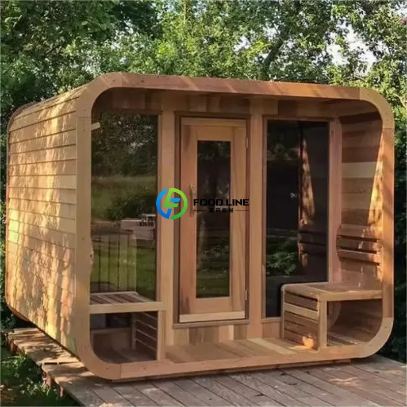 Commercial Wholesale Outdoor Cube Sauna Solid Pine Wood Built-In Protective Door Cover Multi Capacity Steam Sauna