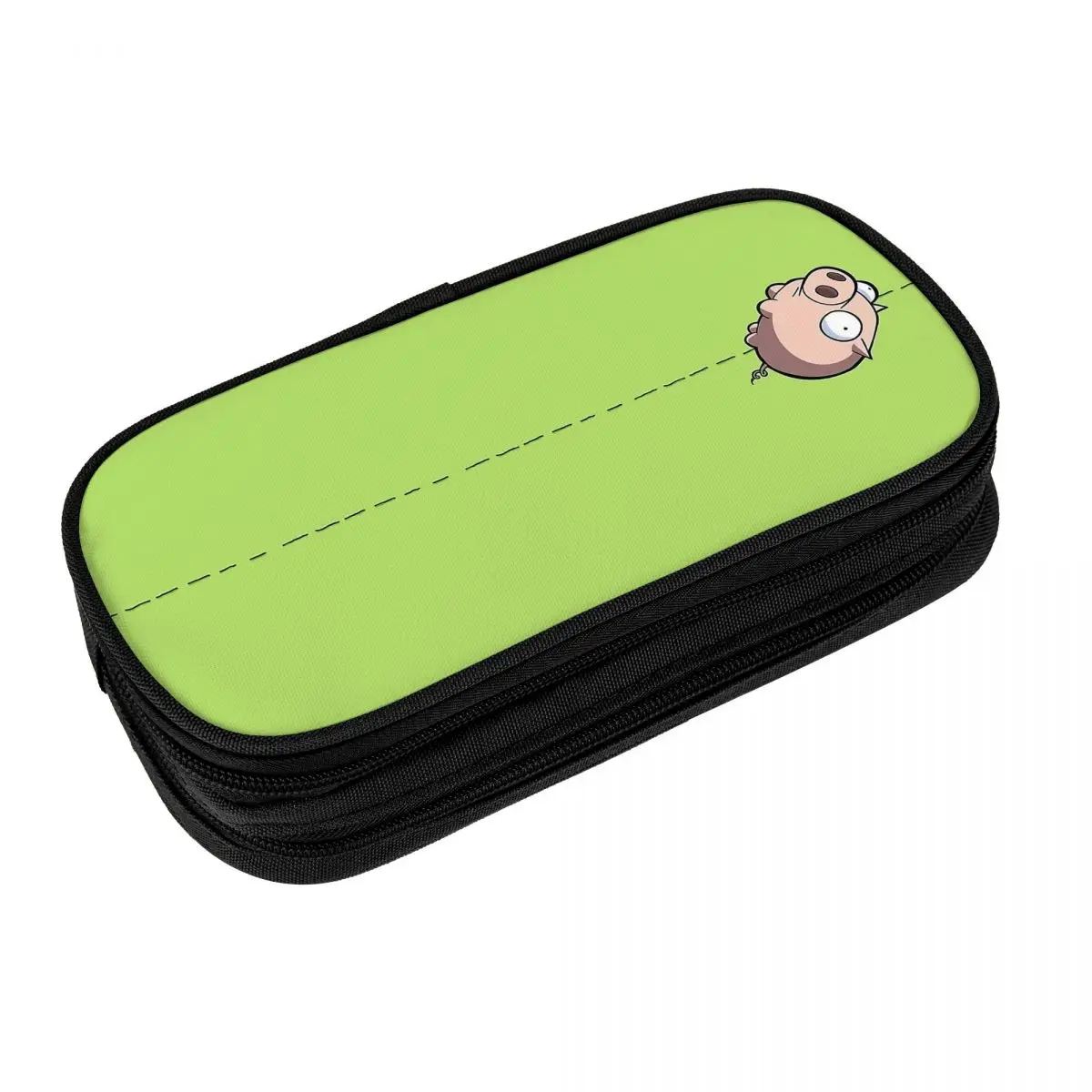 Invader Zim Gir Dib Green Cute Dib Robot Pencil Cases Fashion Pen Pencil Bags Student Big Capacity Office Zipper Pencilcases