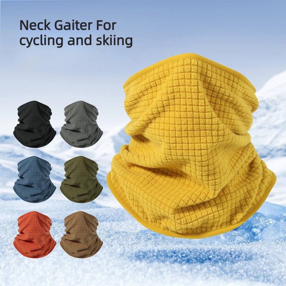 Waffle Cycling Neck Gaiter Windproof Winter Polar Fleece Neck Warmer Hiking Unisex Skiing Mask Tube Scarf Face Covering Camping