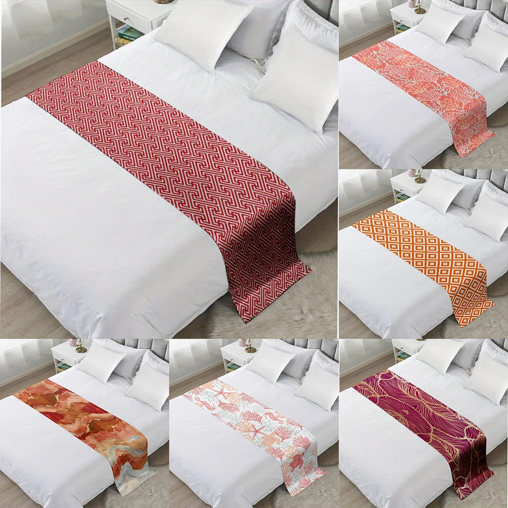 

2D Flat-1pc Red Geometric Pattern Bed flag , ,Used in hotels, home furnishing, bedding accessories.