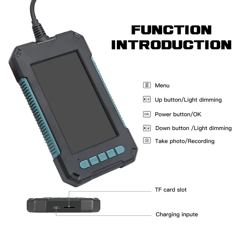 Cámara endoscópica Digital, boroscopio Industrial con lente Dual de 8mm, IP67, pantalla HD de 4,3 pulgadas, cámara de inspección de tuberías LED, Cable duro