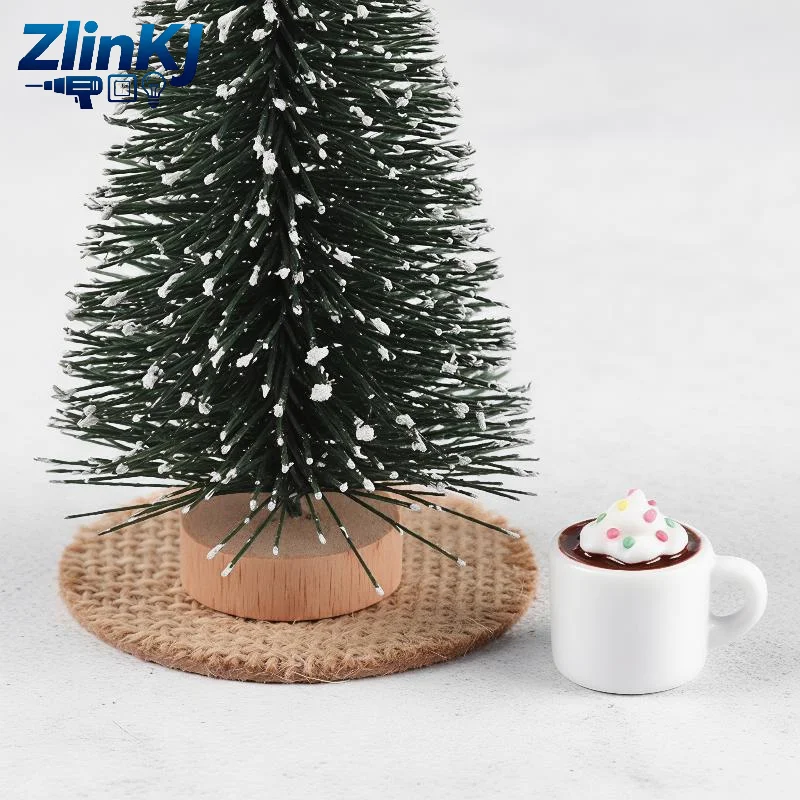 Mini Christmas Tree Ornament with Snow Frosted Design Small Figurine for Balcony Tabletop Xmas Winter Holiday Home Decor
