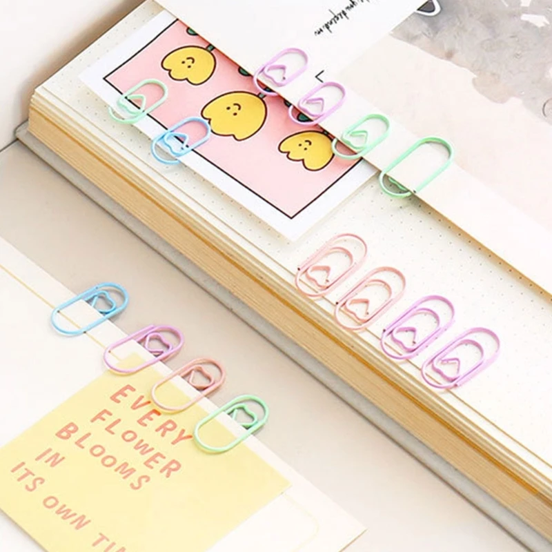 80 ชิ้นหัวใจสีสันกระดาษคลิป 20 มิลลิเมตรโลหะขนาดเล็กคลิปหนีบกระดาษผู้ถือแฟ้มคลิปโลหะที่คั่นหน้าสำหรับ Binding แฟ้มเอกสาร