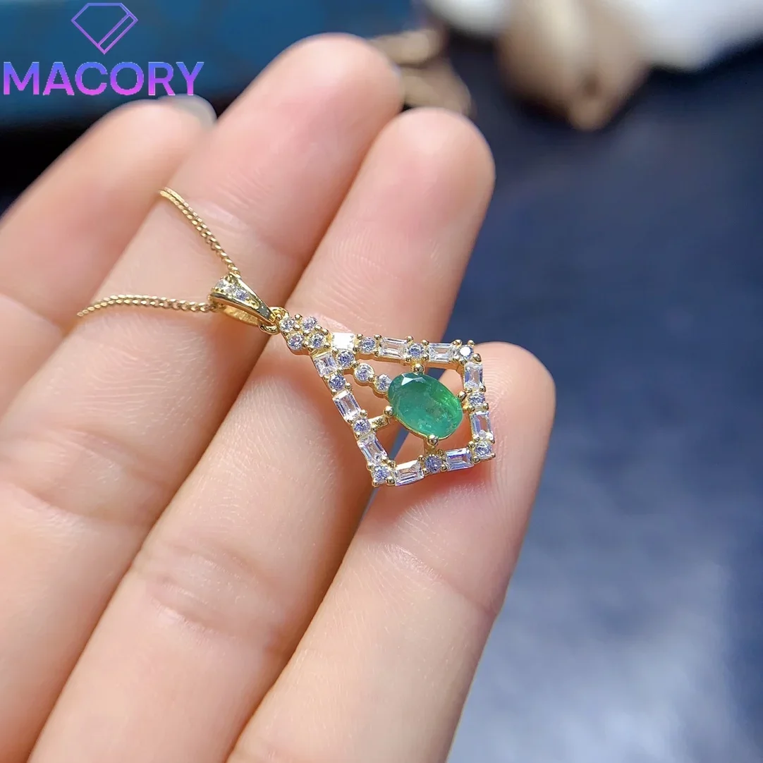 Emerald Necklace Female Sterling Silver 925 Jewelry Certification Original Free Delivery Female Chain Pendant