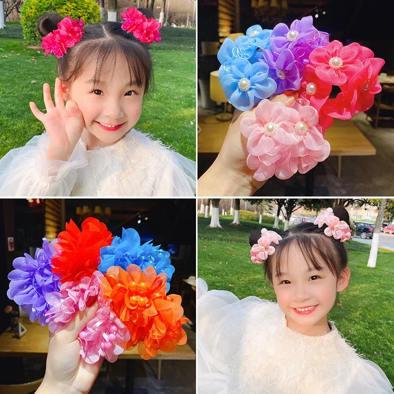 Children\'s Headdress Flower Hair Accessories Princess Little Girl Tie Up A Bun Hairstyle Flower Style Hair Band   Hair Ties