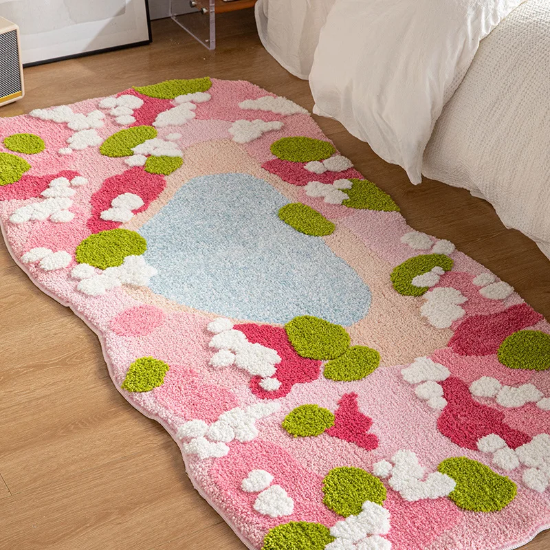 

Dopamine moss carpet bedroom sofa living room bedside blanket light luxury high-end special-shaped irregular non-slip floor mat