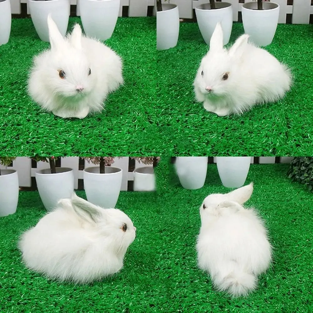 Artesanías de animales simulados para niños, regalo de cumpleaños, conejo de simulación encantador, decoración de Pascua de peluche