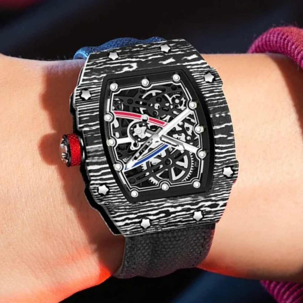 Ultra-Thin Waterproof Quartz Watch Men Tonneau Case Creative Design Super Trendy Luminous Hollow Personalize Wristwatch Relogio