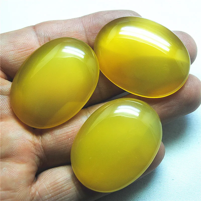3PCS Natural Yellow Agate Stone Cabochons Oval Shape 30X40MM Loose Beads Cabs No Hole DIY Jewelry Accessories Best Choice