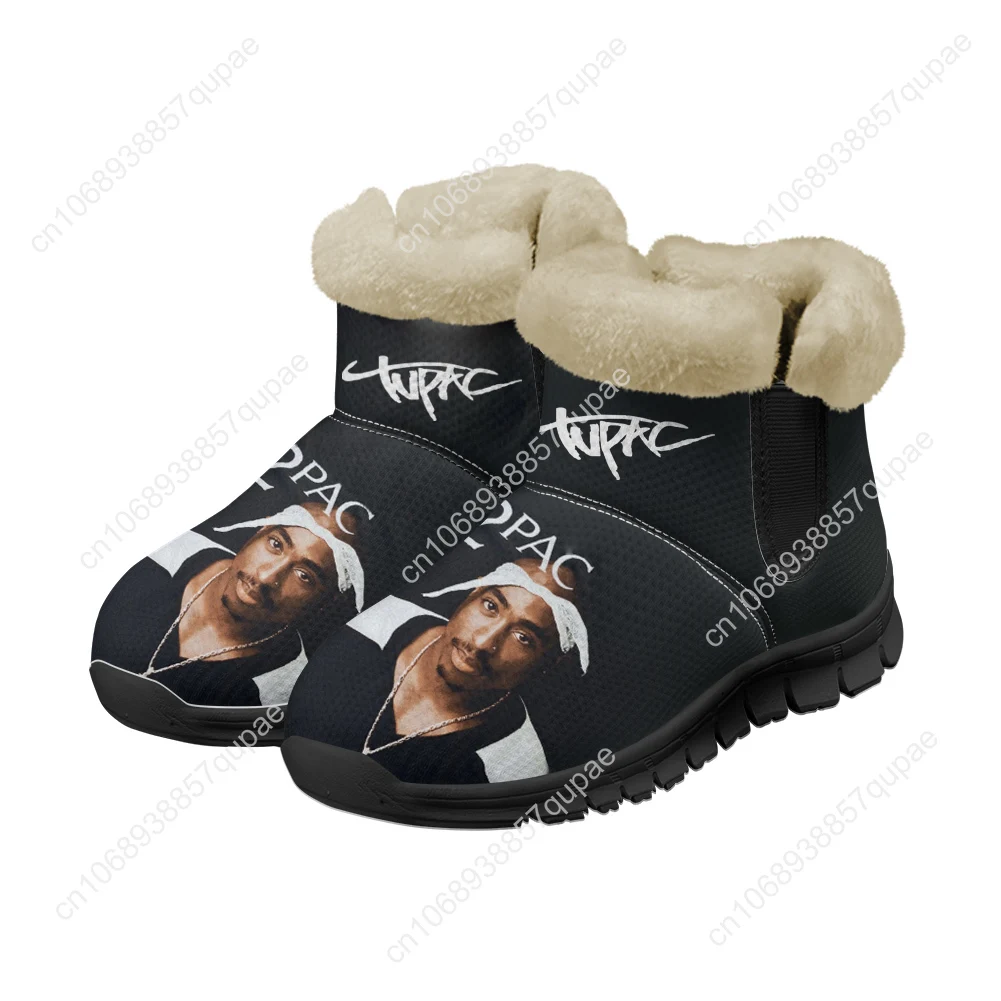 Tupac Rapper 2Pac  Snow Boots Hip Hop Rapper Men Women Teenager Shoes Keep Warm Casual Lightweight Couple Sports Custom Sneakers