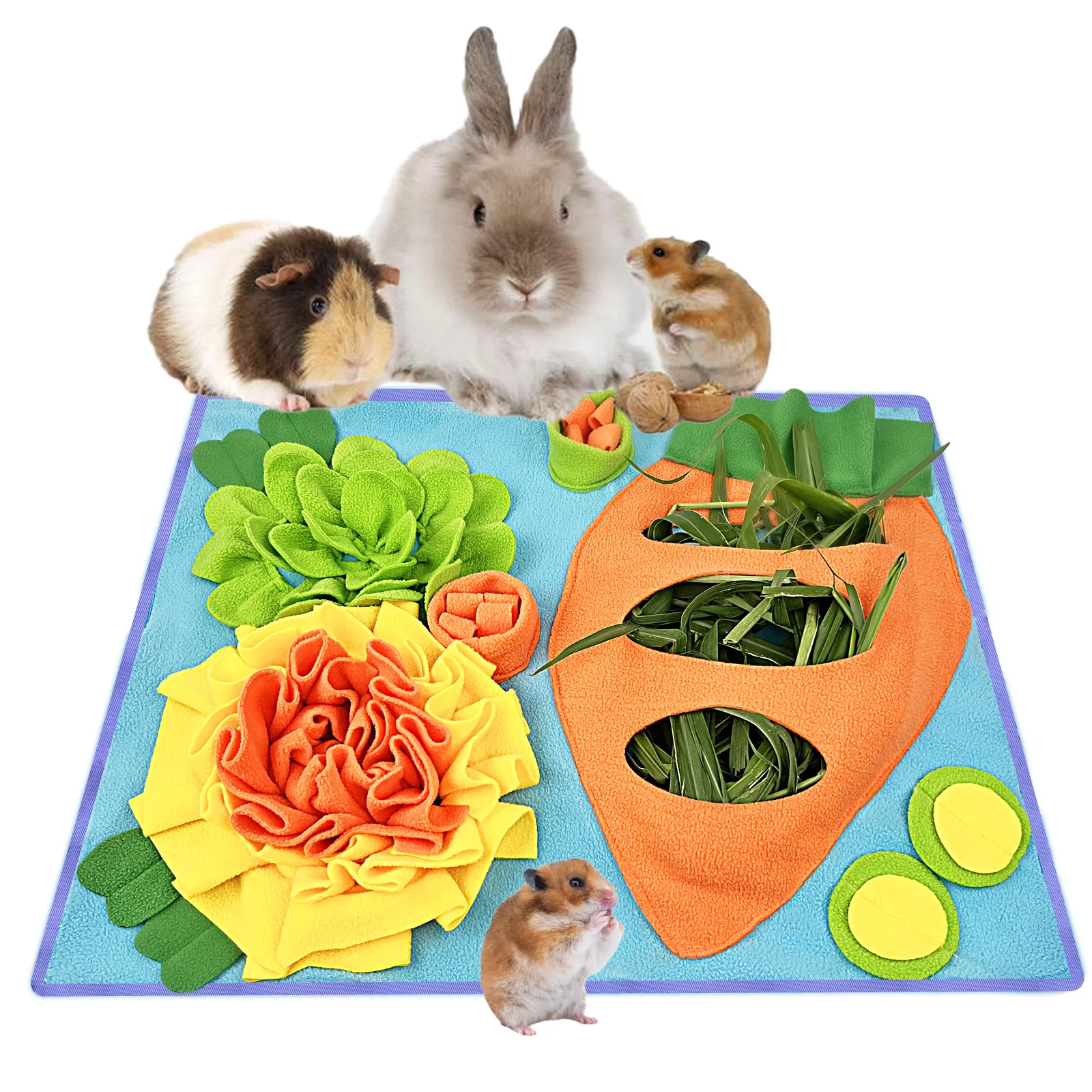 

Small Pet Snuffle Mat, Rabbit Foraging Mat, Hamster Scent TrainingBlanket, Slow Feeder for Dogs &Rabbits