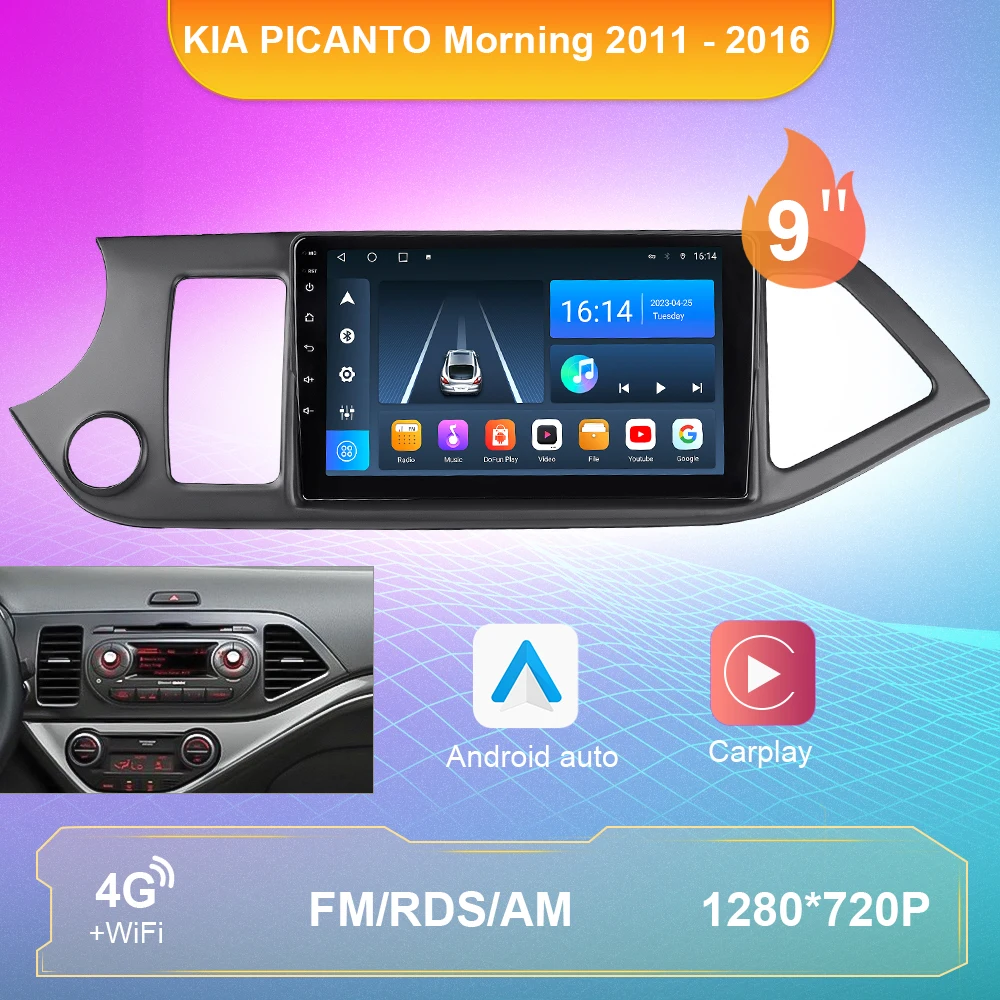 

2din Car Radio Multimidia Video Player For KIA PICANTO Morning 2011-2016 Android 10.0 Carplay Navigation GPS IPS Head Unit