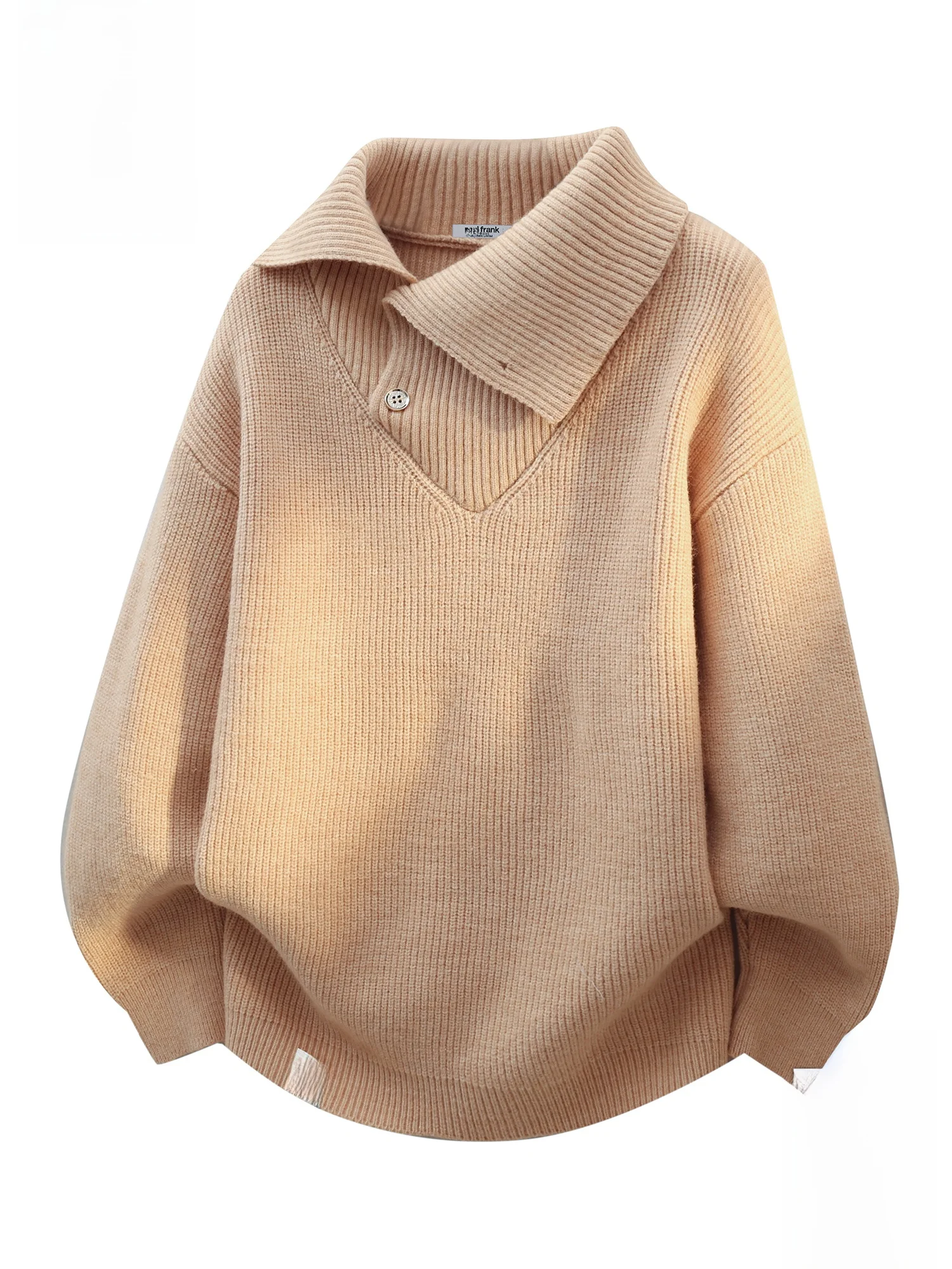 

Теплый фланелевый вязаный свитер Paul Frank с воротником на пуговицах, свободного кроя, зимний, теплый, цветной, с круглым вырезом, пуловер