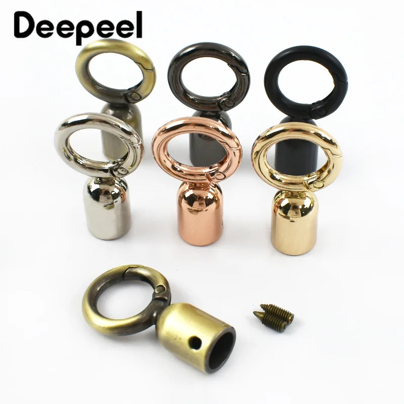 10/20Pcs 8mm Metal Strap End Caps Spring Snap Hooks O Ring Connectors for Bag Handle Keychain Leather Cord DIY Accessories
