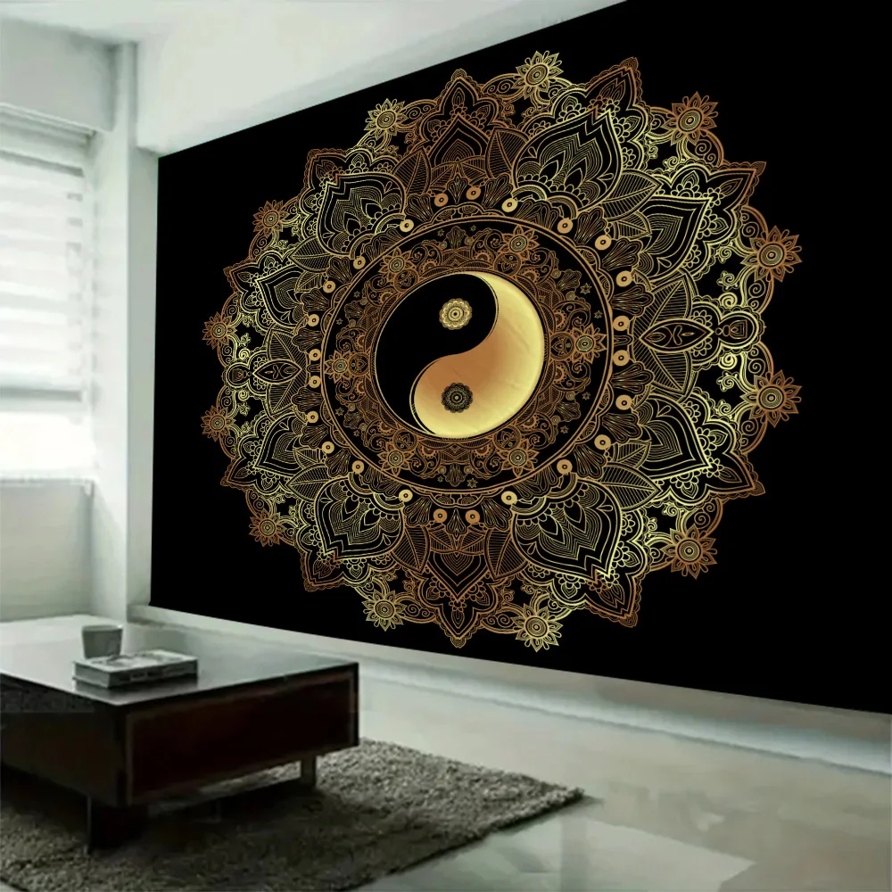 

Vintage patterned printed tapestry, mandala wall blanket, bohemian hippie home wall art decoration, yoga mat, bed sheet