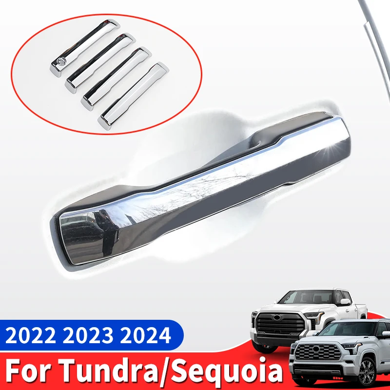 

Outside Door Handles Decoration Sticker For 2022 2023 2024 Toyota Tundra Sequoia Exterior upgraded Accessories Chrome Tuning