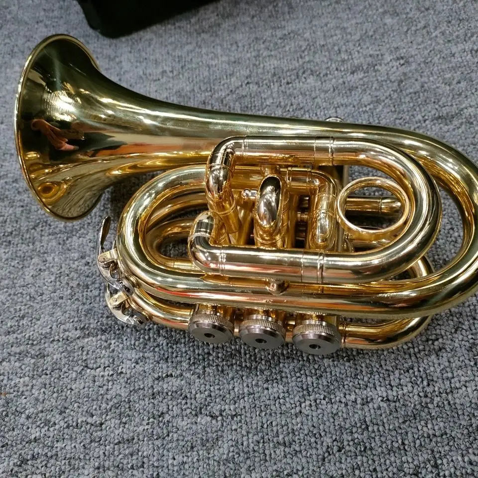 Japanese brass gold-plated palm trumpet instrument professional pocket trumpet instrument portable trumpet trumpet B-flat horn