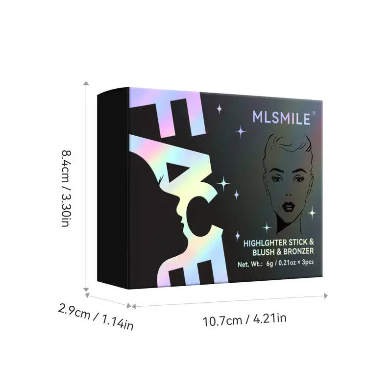 MLSMILE Evidenzia Contorno Confezione da 3 Per Trucco 3D Schiarente Tono Della Pelle Viso Blush Stick Set da 3 Pezzi 2025 Nuovo