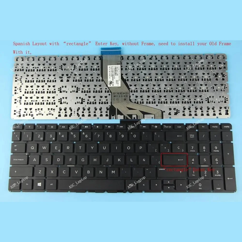 New Spanish Teclado Keyboard For HP Pavilion X360 15-br000 15-br001la 17-ak000 17z-ak000 17g-br000K 17q-bu000 Black, No Frame