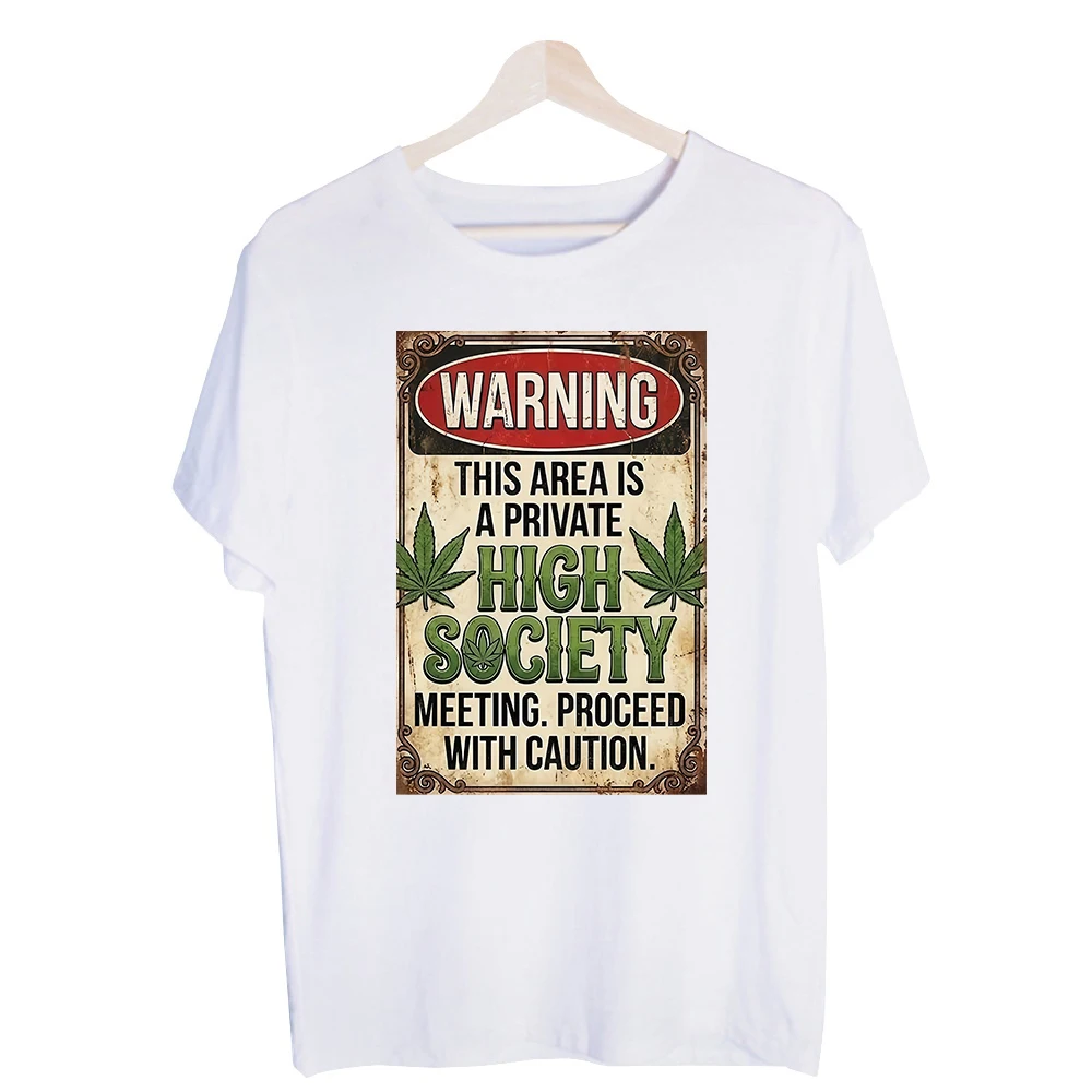 Men's Warning Sign Slogan Graphic Tee, Vintage Style Short Sleeve T-Shirt for Casual Daily Wear