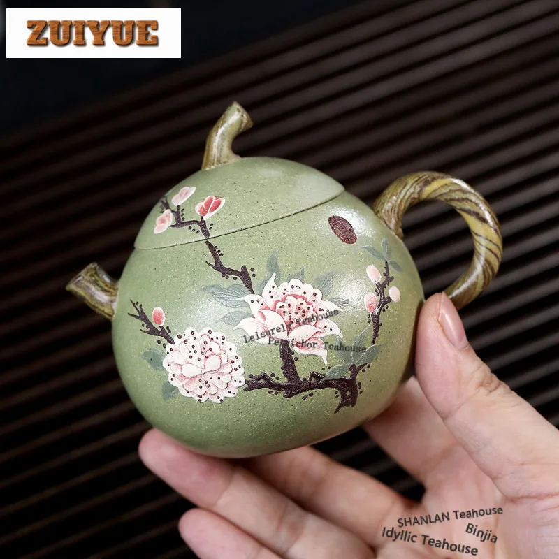 160ml Exquisite Yixing Purple Clay Teapots Master Handmade Eggplant Pot Raw Ore Bean Green Mud Kettle Chinese Zisha Tea Set Gift