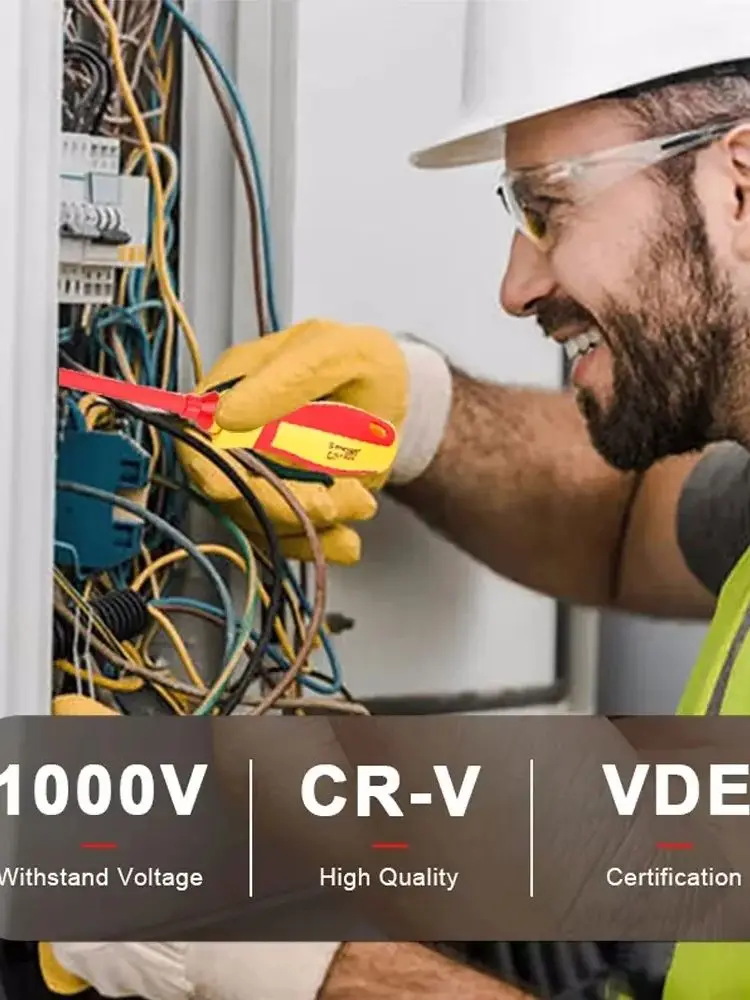 Electrician Repair Tools Kit 13pcs 1000V Changeable Insulated Screwdrivers Set with Magnetic Slotted