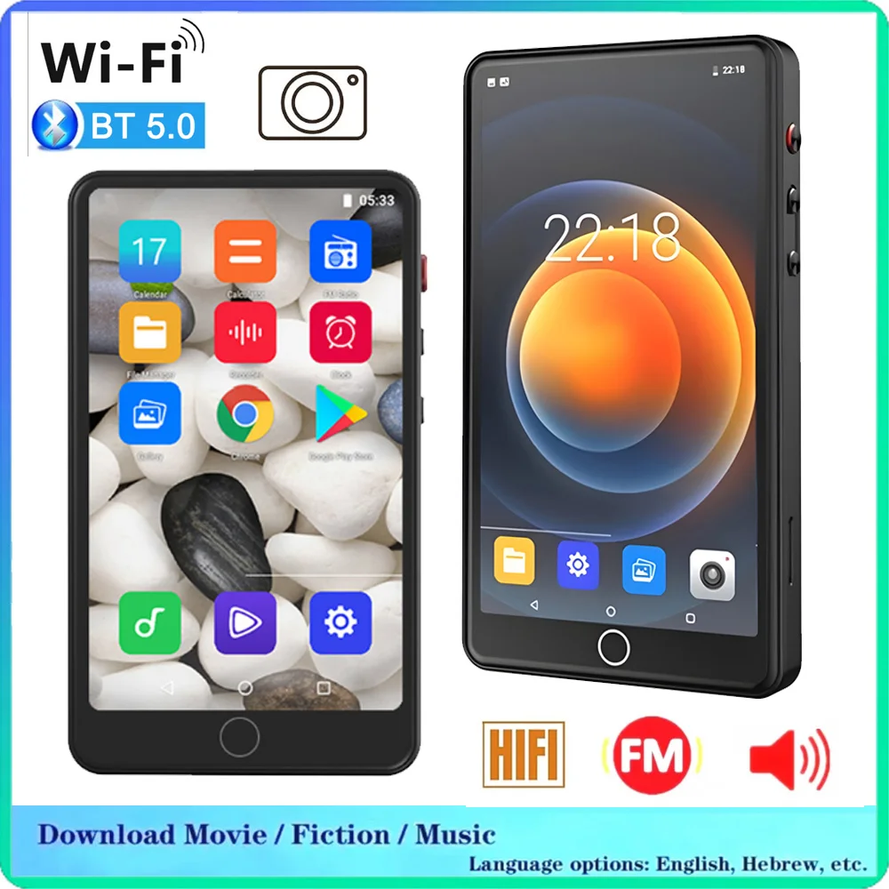 MP3 MP4 Android Audio Video Player WiFi For Bluetooth 5.0 Mp4 32-64GB Touch Operation Smart Internet Access Support 45 Language