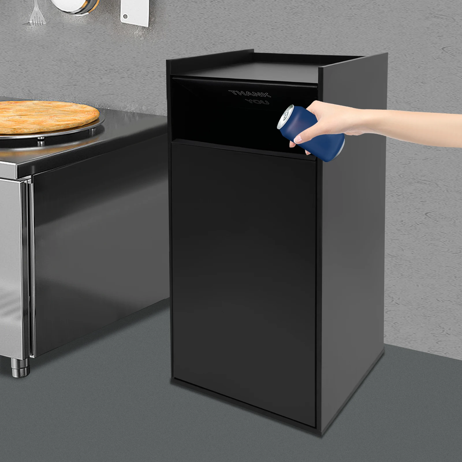 

Restaurant Trash Can Cabinet with Tray Holder Commercial Trash Can 40 Gallon Garbage Can Cabinet for Restaurants, Cafeterias