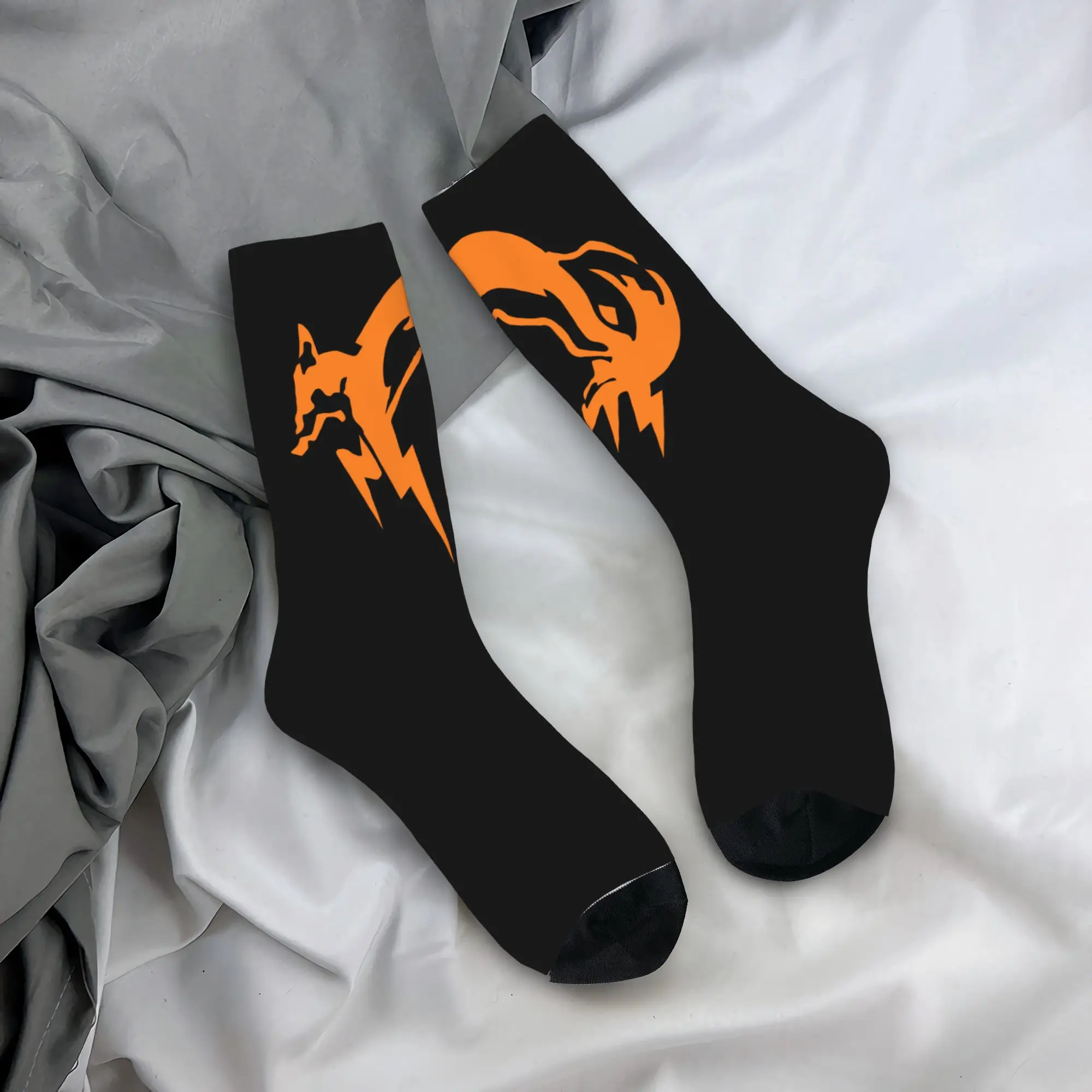 

Custom Metal Gear Solid Fox Logo Mens Crew Socks Unisex Kawaii Video Game Spring Summer Autumn Winter Dress Socks