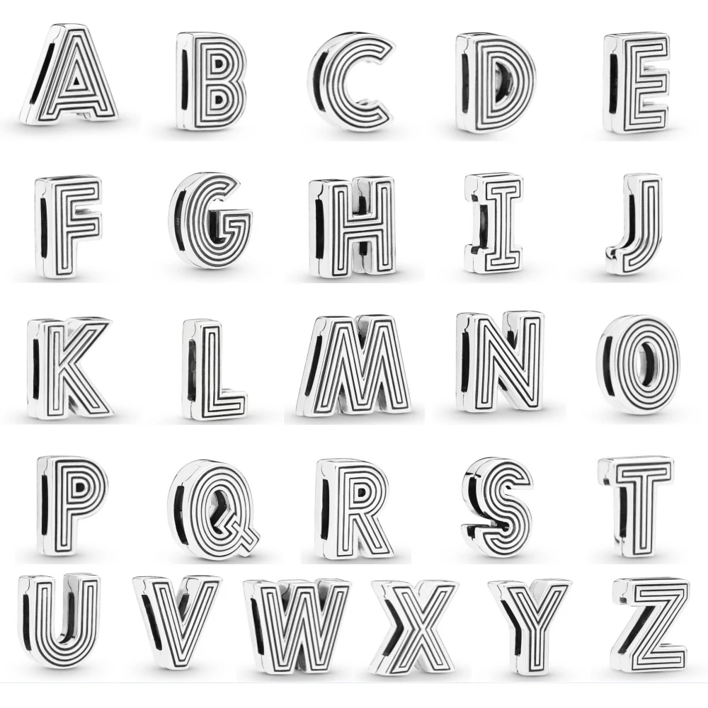 

New 925 Sterling Silver Reflect Clip 26 Name Letter of ley 925 Chain Beaded Fit Original Bracelet DIY Ladies Jewelry Accessories
